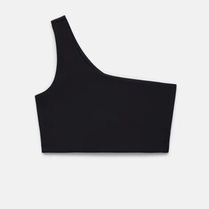Girlfriend Collective Black One-Shoulder Sports Bra